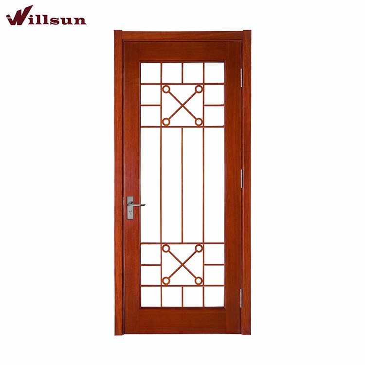 Sapele wood color full lite bathtub shower glass door